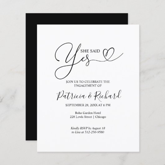 Begroting: ja, aankondiging van de Engagement Part (Voorkant / Achterkant)