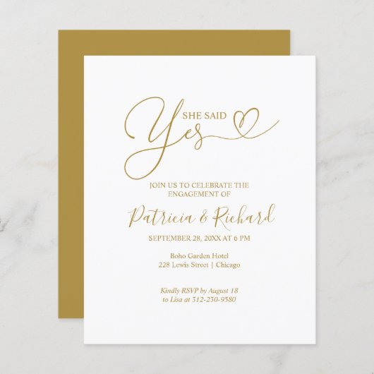 Begroting: ja, aankondiging van de Engagement Part (Voorkant / Achterkant)