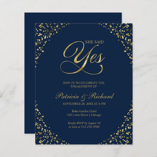 Begroting: ja uitnodiging van de Engagement Party (Voorkant / Achterkant)