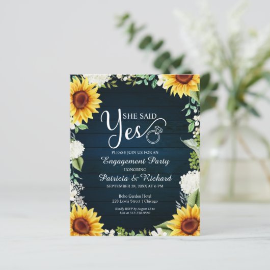 Begroting: ja uitnodiging van de Engagement Party (Staand voorkant)