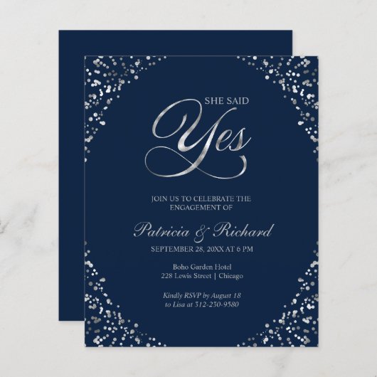 Begroting: ja uitnodiging van de Engagement Party (Voorkant / Achterkant)