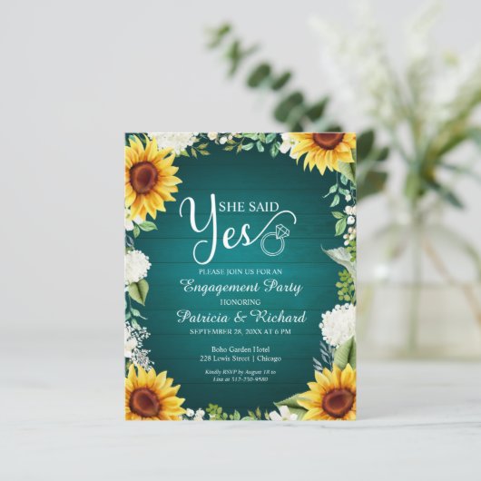 Begroting: ja uitnodiging van de Engagement Party (Staand voorkant)