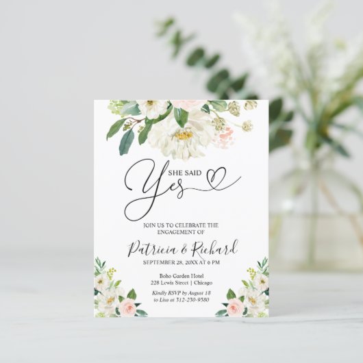 Begroting: ja uitnodiging van de Engagement Party (Staand voorkant)