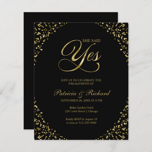 Begroting: ja uitnodiging van de Engagement Party (Voorkant / Achterkant)