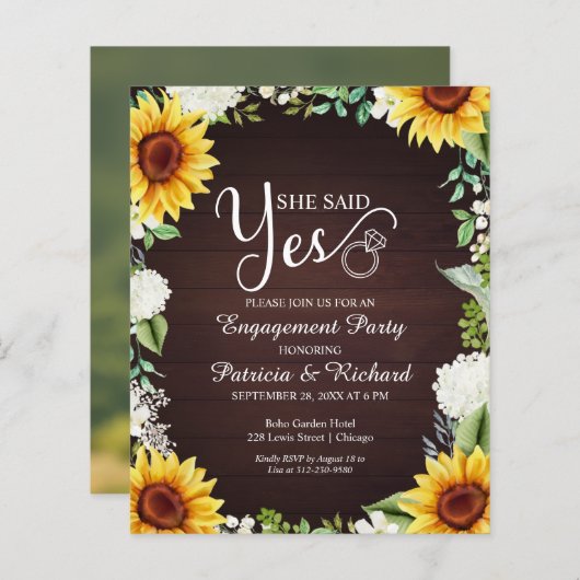 Begroting: ja uitnodiging van de Engagement Party (Voorkant / Achterkant)