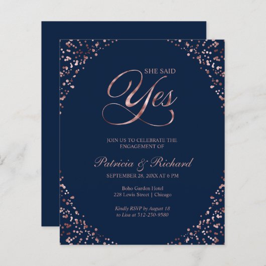 Begroting: ja uitnodiging van de Engagement Party (Voorkant / Achterkant)