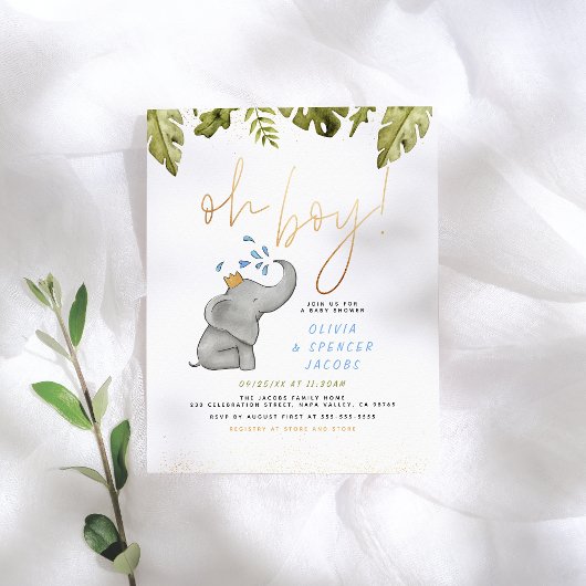 Begroting, jongen. Elephant Yellow & Blue Baby sho