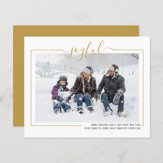 BEGROTING Joyful Photo Personated Kerstmis Kaart (Voorkant / Achterkant)