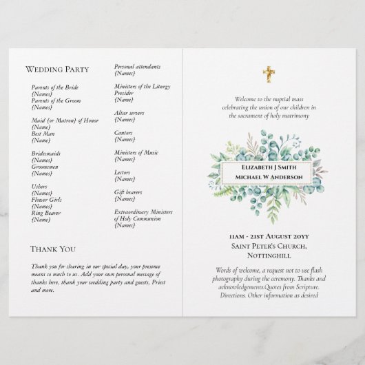 BEGROTING Katholieke Huwelijksbruiloft Nuptiale Mi Flyer (Voorkant)