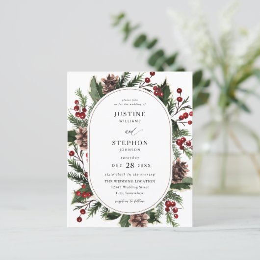 Begroting kerstbessen en pine bruiloft (Staand voorkant)