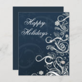 Begroting kerstboomblauwe zakelijke feestkaart (Voorkant / Achterkant)