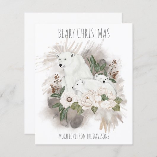 Begroting kerstfamilienaam White Polar Beer Card (Voorkant / Achterkant)