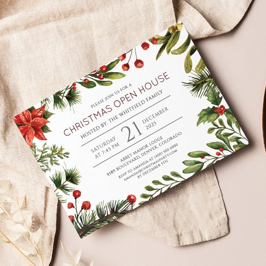 Begroting kerstfeestdag botanische uitnodiging flyer