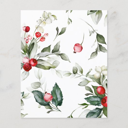 Begroting kerstgroen en Berry Wedding Uitnodiging (Achterkant)