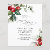 Begroting kerstgroen en Berry Wedding Uitnodiging (Voorkant)