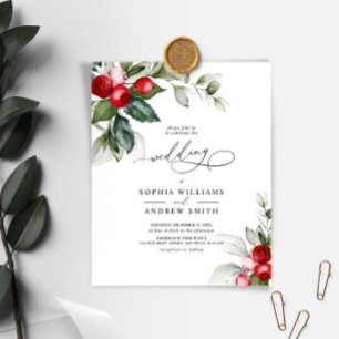 Begroting kerstgroen en Berry Wedding Uitnodiging