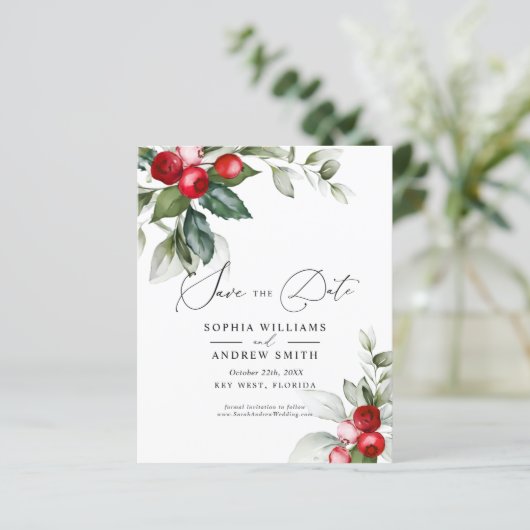 BEGROTING kerstgroen en rood sparen de Datum (Staand voorkant)