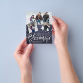 Begroting Kerstmis 3 fotocollage navy Vary Flyer (Hand)