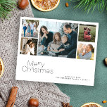 Begroting kerstmis 5 fotocollage<br><div class="desc">Eenvoudige minimalistische typografie 5 aangepaste foto's, familienaam en op tekst toegesneden elegante kerstbudgettaire feestkaart. LEES DIT ALVORENS HET KOPEN! Dit is een betaalbare budgetkaart die op een vel papier is gedrukt (elk vel heeft één kaart). Voor de beste rapport prijs-kwaliteit, is ons advies het Semi-Glanspapiertype (het is dik genoeg om...</div>