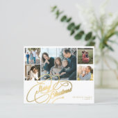 BEGROTING Kerstmis 5 foto's collage Holiday Kaart (Staand voorkant)