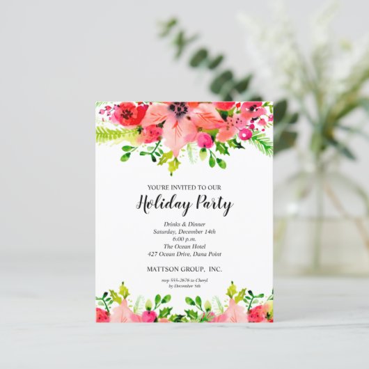 Begroting Kerstmis Florals Greenery Holiday nodigt (Staand voorkant)