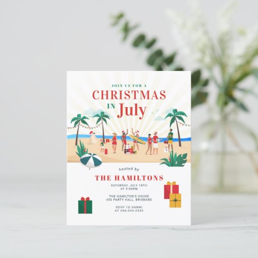 Begroting Kerstmis in uitnodiging van de partij vo (Staand voorkant)