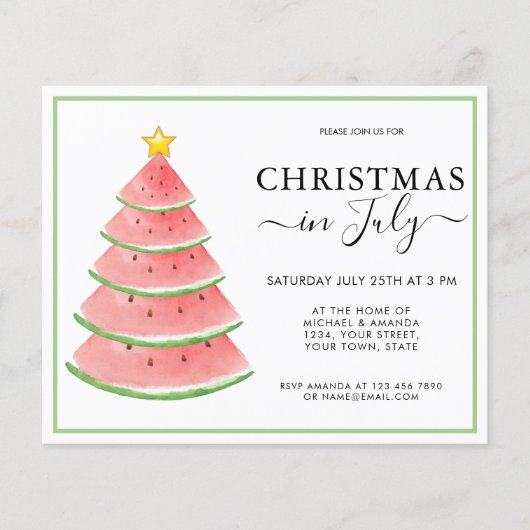 Begroting Kerstmis in uitnodiging van juli (Voorkant)