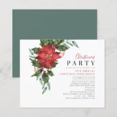 Begroting kerstmis Open House Floral Uitnodiging (Voorkant / Achterkant)