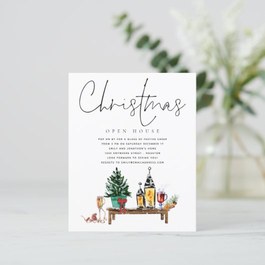 Begroting Kerstmis Open House Lantern Uitnodiging (Staand voorkant)