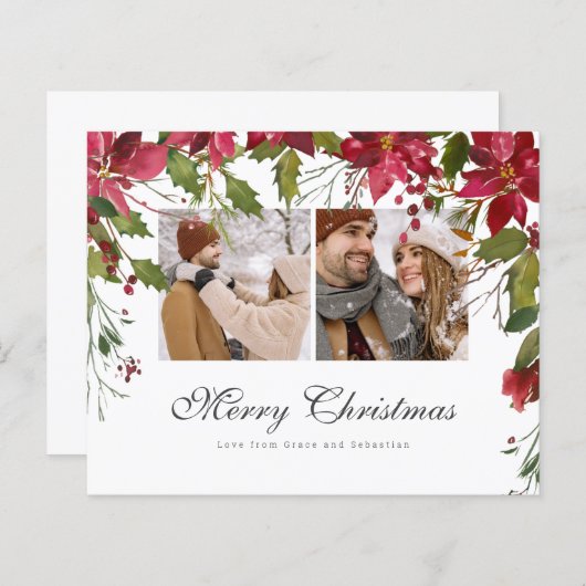 BEGROTING Kerstmis Poinsettia Foto gepersonaliseer (Voorkant / Achterkant)