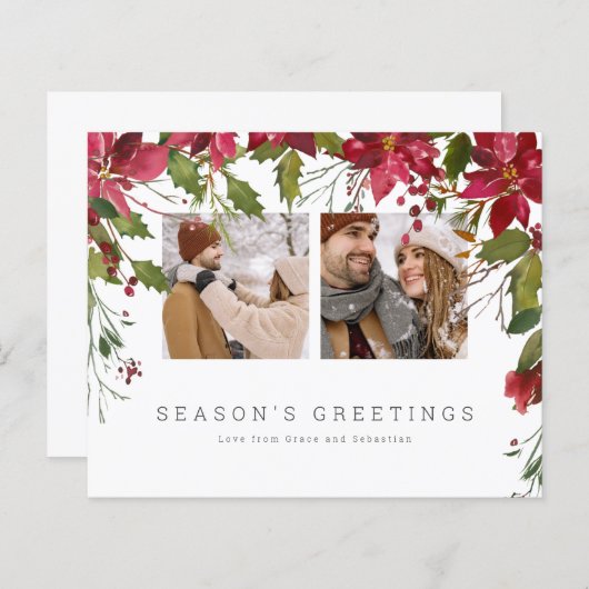 BEGROTING Kerstmis Poinsettia Foto gepersonaliseer (Voorkant / Achterkant)