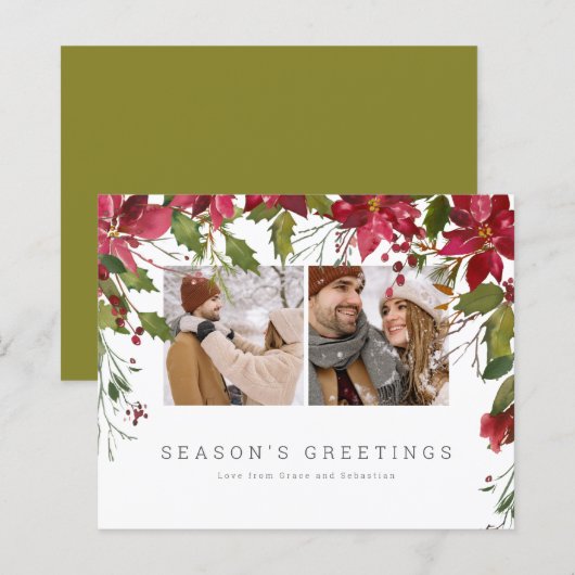 BEGROTING Kerstmis Poinsettia Foto gepersonaliseer (Voorkant / Achterkant)