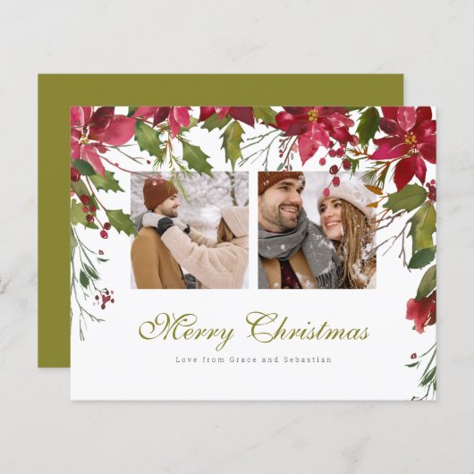 BEGROTING Kerstmis Poinsettia Foto gepersonaliseer (Voorkant / Achterkant)