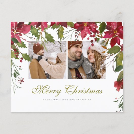 BEGROTING Kerstmis Poinsettia Foto gepersonaliseer (Voorkant)