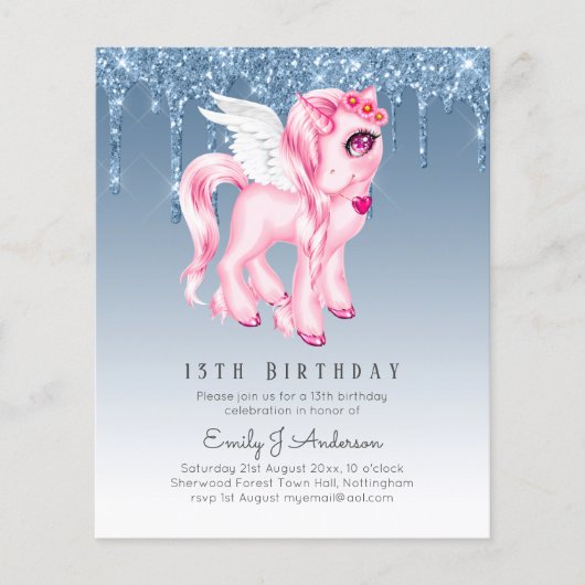 BEGROTING Kinderen van Birthday Nodig Blauwe Unico (Voorkant)