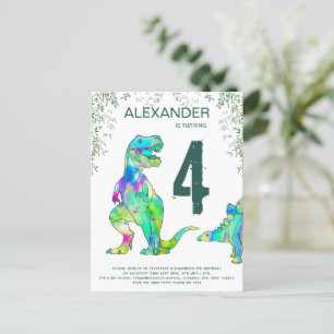 Begroting kleurrijke T Rex Birthday Uitnodiging Briefkaart