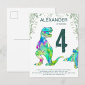 Begroting kleurrijke T Rex Birthday Uitnodiging Briefkaart (Voorkant / Achterkant)