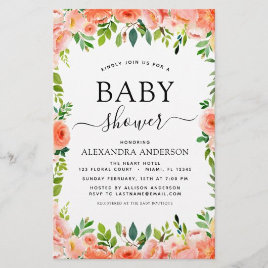 Begroting Koraal Baby shower Florence (Voorkant)