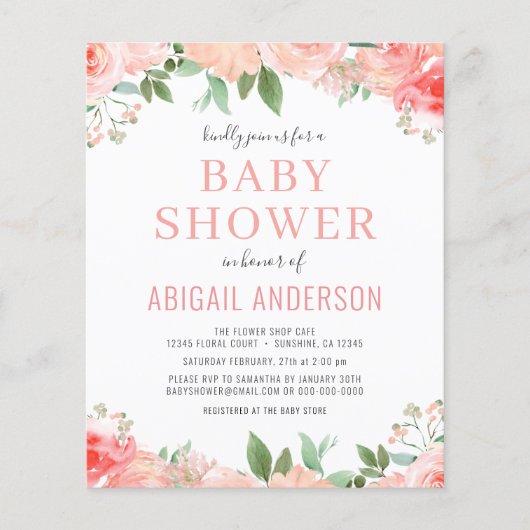 Begroting Koral Floral Baby shower (Voorkant)