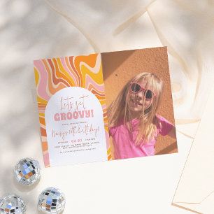 Begroting krijgt Groovy Pink Oranje Foto Birthday 