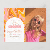 Begroting krijgt Groovy Pink Oranje Foto Birthday  (Voorkant)