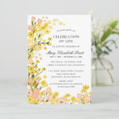 Begroting Land Yellow Pink Foral Funeral Kaart (Staand voorkant)