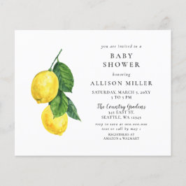 Begroting Lemon Gender Neutral Baby shower Invitat