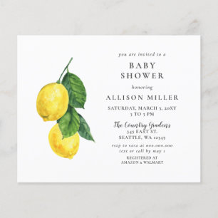 Begroting Lemon Gender Neutral Baby shower Invitat
