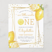 Begroting Lemon Waterverf 1e verjaardag Uitnodigin (Voorkant)