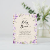 Begroting Lila Uitnodiging voor Rustic Floral Baby (Staand voorkant)