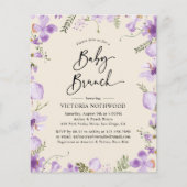 Begroting Lila Uitnodiging voor Rustic Floral Baby (Voorkant)