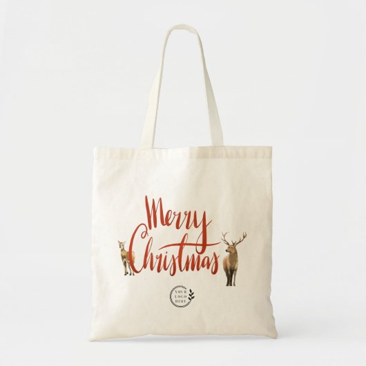 Begroting Logo voor Merry Kerstdeer Custom Company Tote Bag (Voorkant)