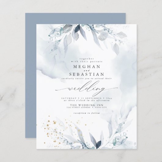 Begroting, maar mooie Elegant Blue Waterverf (Voorkant / Achterkant)