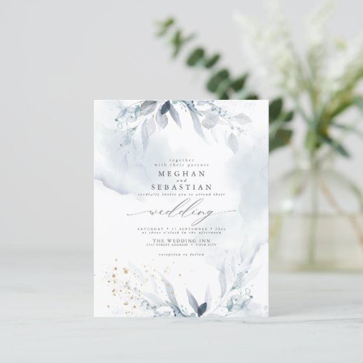 Begroting, maar mooie Elegant Blue Waterverf (Staand voorkant)